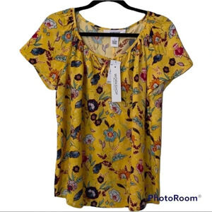 Workshop Republic Summer Yellow Floral Print Top